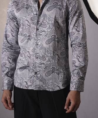 Grey cotton printed  shirt 3