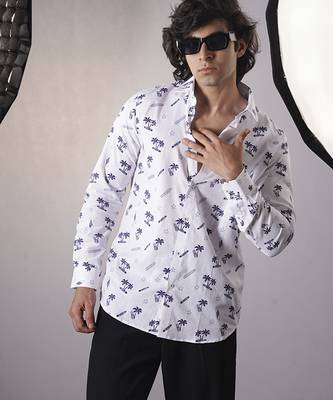 White cotton printed  shirt 2