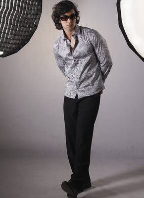Grey cotton printed  shirt 4