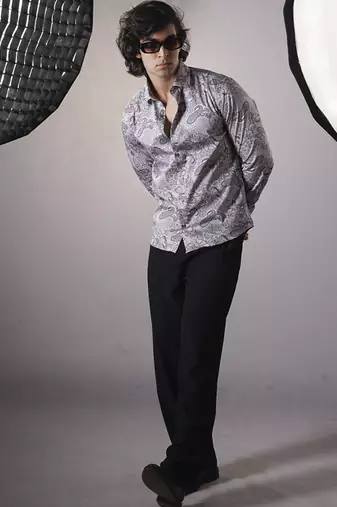 Grey cotton printed  shirt