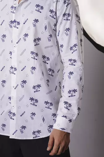 White cotton printed  shirt