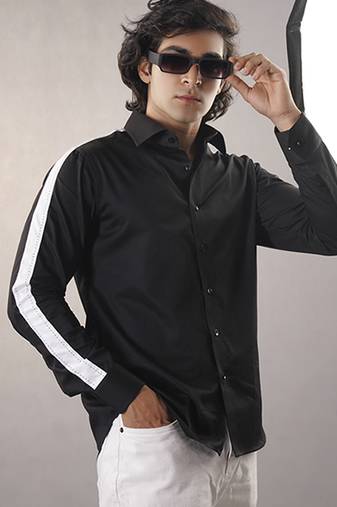Black plain cotton  shirt