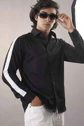 Black plain cotton  shirt