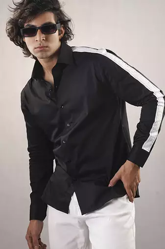 Black plain cotton  shirt