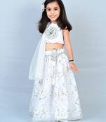 Silver Organza Sequin Work Kids' Lehenga Choli