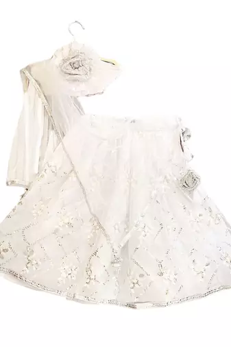 Silver Organza Sequin Work Kids' Lehenga Choli