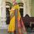 yellow poly viscose georgette lucknowi chikankari work saree