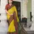 yellow poly viscose georgette lucknowi chikankari work saree