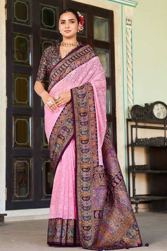 baby pink poly viscose georgette lucknowi chikankari work saree
