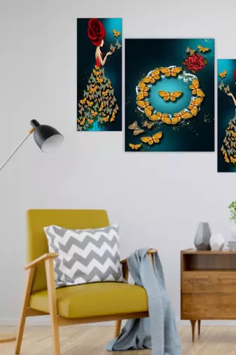 Set of 3 digital wall painting