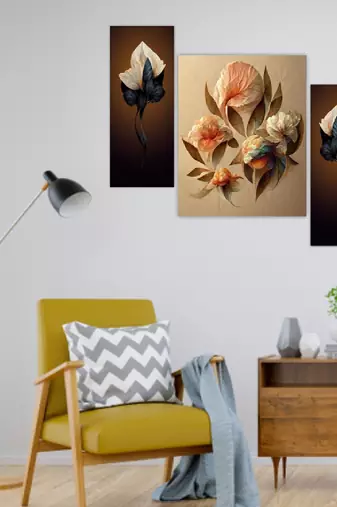 Set of 3 digital wall painting