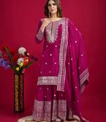 Heavy Embroidered Work Kurti Palazzo Set Festival Wear Dress With Palazzo