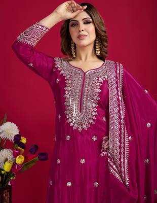 Heavy Embroidered Work Kurti Palazzo Set Festival Wear Dress With Palazzo 2