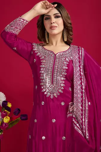 Heavy Embroidered Work Kurti Palazzo Set Festival Wear Dress With Palazzo