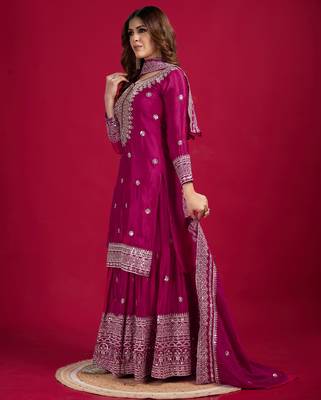 Heavy Embroidered Work Kurti Palazzo Set Festival Wear Dress With Palazzo 3