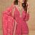 Pink heavy embroidery work cosmos silk sharara Full Stitched Free size