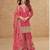 Pink heavy embroidery work cosmos silk sharara Full Stitched Free size