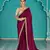 maroon embroidered saree with jacquard work blouse piece