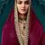 maroon embroidered saree with jacquard work blouse piece