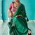 dark green embroidered saree with jacquard work blouse piece