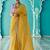 yellow embroidered saree with jacquard work blouse piece