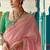 pink embroidered saree with jacquard work blouse piece