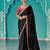 black embroidered saree with jacquard work blouse piece