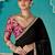 black embroidered saree with jacquard work blouse piece