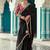 black embroidered saree with jacquard work blouse piece