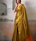 gold handloom tissue silk self woven plain saree