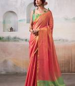 red handloom tissue silk self woven plain saree