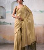 beige handloom tissue silk self woven plain saree