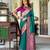 teal silk blend zari weaving saree with blouse piece