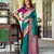 teal silk blend zari weaving saree with blouse piece