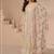 Cream embroidery sequence & thread with mirror daimond work silk free size stitched suit