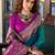 teal silk blend zari weaving saree with blouse piece