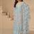 Sky blue embroidery sequence & thread with mirror daimond work silk free size stitched suit