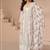 White embroidery sequence & thread with mirror daimond work silk free size stitched suit