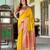 yellow silk blend zari weaving saree with blouse piece