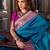teal banarasi silk blend zari weaving saree with blouse piece
