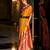 mustard banarasi silk blend zari weaving saree with blouse piece