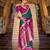 dark green banarasi silk blend zari weaving saree with blouse piece