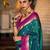 dark green banarasi silk blend zari weaving saree with blouse piece