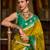lemon banarasi silk blend zari weaving saree with blouse piece