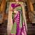 olive banarasi silk blend zari weaving saree with blouse piece