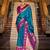 teal banarasi silk blend zari weaving saree with blouse piece