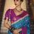 teal banarasi silk blend zari weaving saree with blouse piece