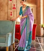 lavender silk blend zari woven patola design saree with blouse