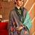 sky blue silk blend zari woven patola design saree with blouse