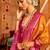 mustard silk blend zari woven patola design saree with blouse